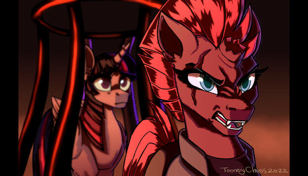 Medium close-up (2 halfbodies) cel-shaded. Example total: 59 USD