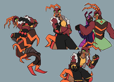 1 fullbody + 4 halfbodies, clean ink