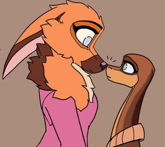 2 characters, 1 bust-up each, side profiles, clean ink, flat BG